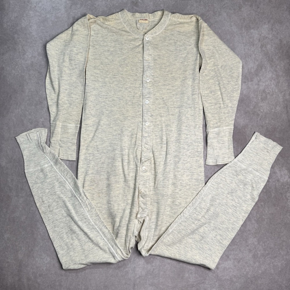 VTG Valor Rite Fit Mens Long Johns Small Gray Thermal Wool Blend Butt Flap